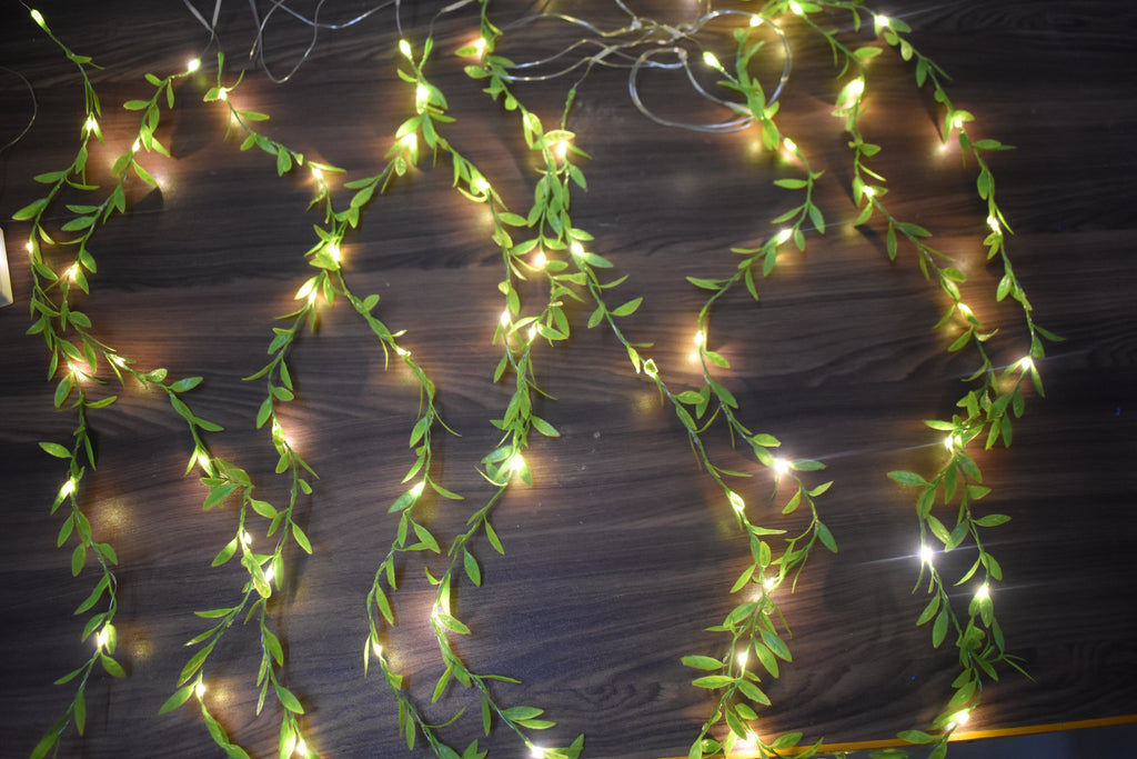 LED Green Leaf Vine String Lights – Aesthetic Decorative Fairy Lights for Home & Room Decor